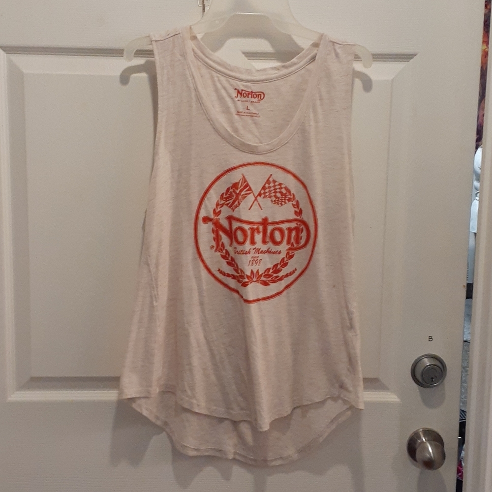 Cream Luck Brand Red Norton Logo Size Large